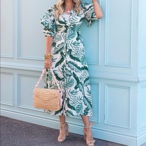 Johanna Ortiz x H&M Green Floral Linen Dress